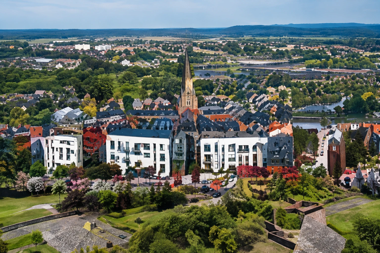 Roermond en de sportvelden langs de Maas
