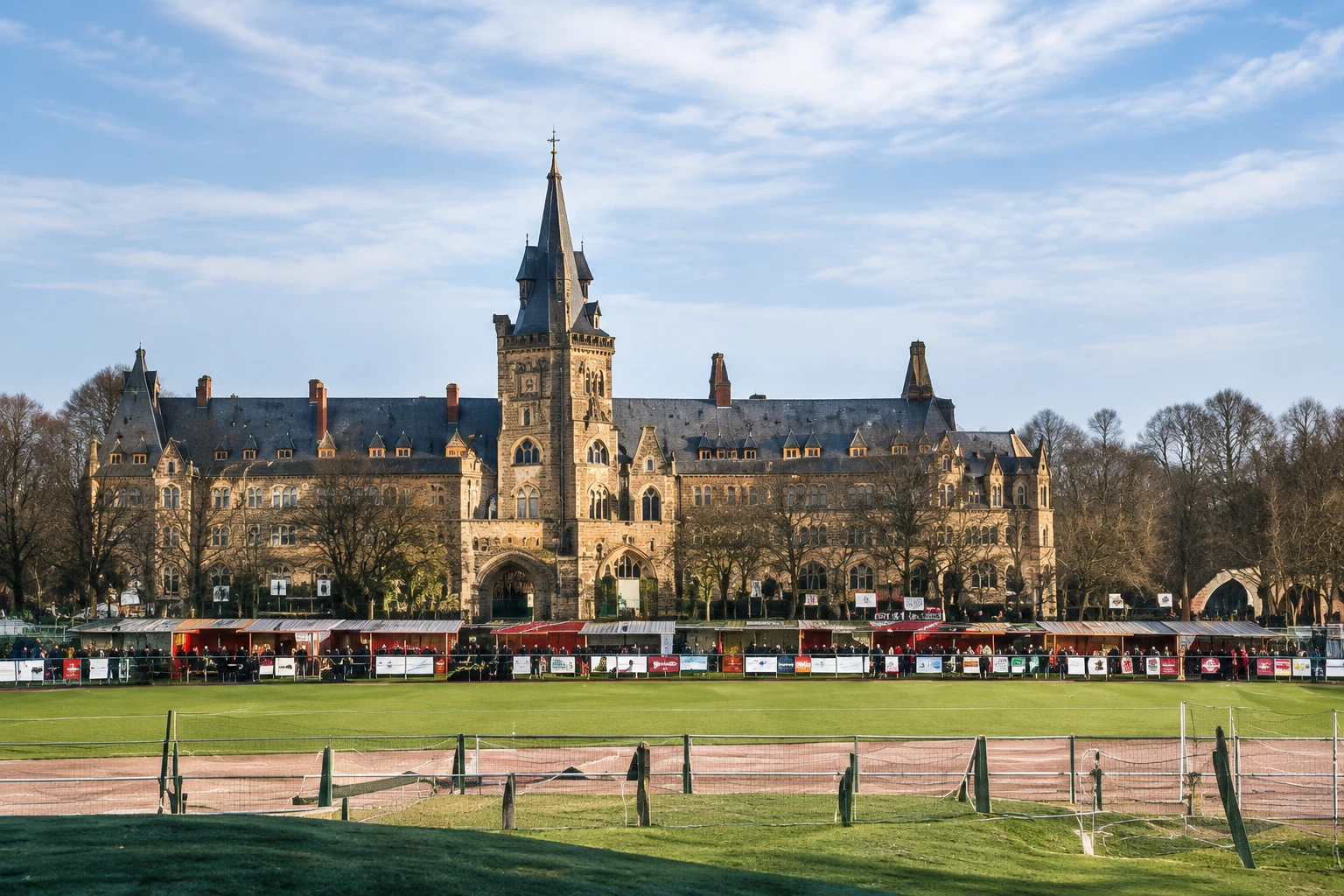 Sittard-Geleen met het sportpark in de avondzon